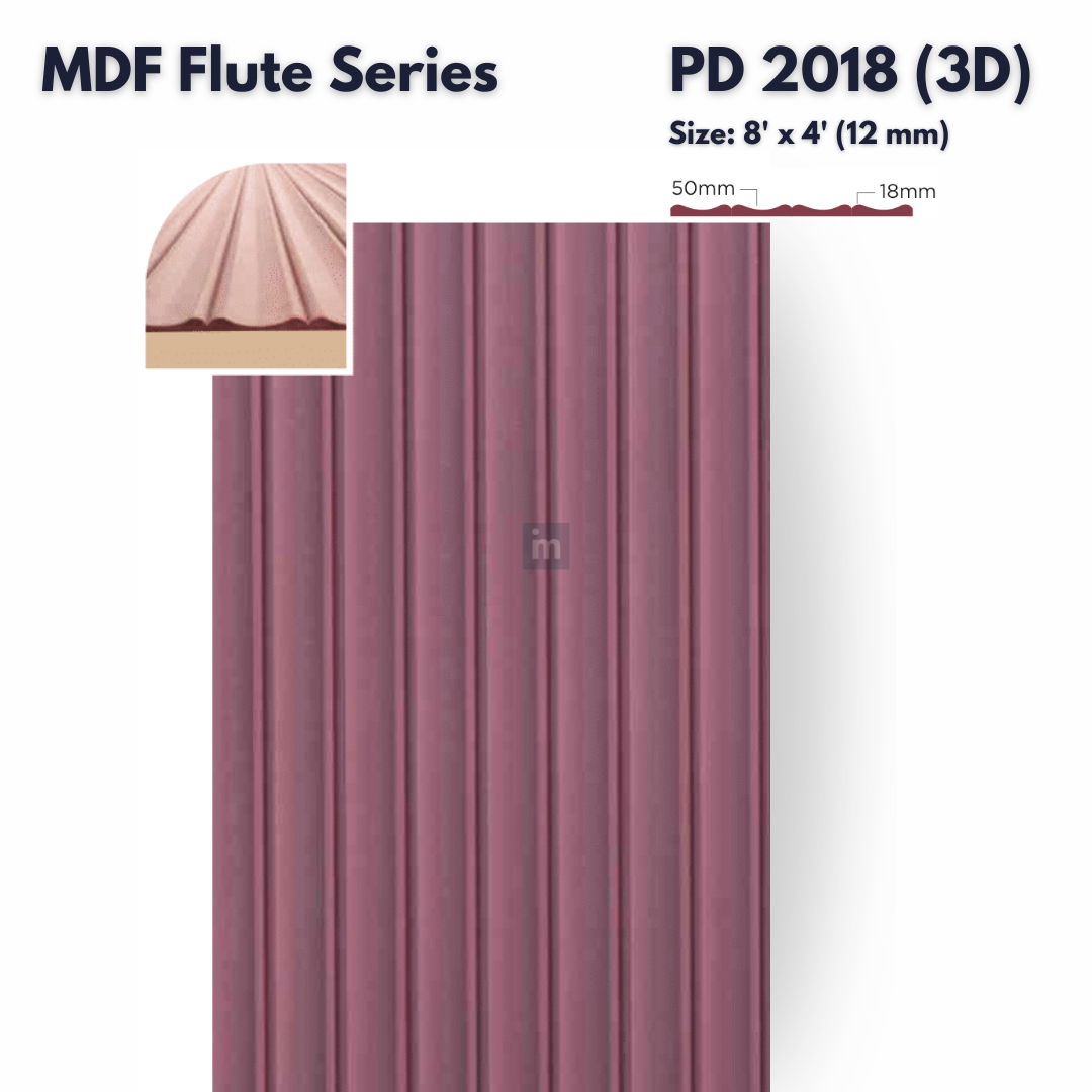 PD- 2018 ( 3D )  - 12 MM HDHMR FLUTED PANEL - 3D PANEL (8 FT X 4FT ) - MDF FLUTED SERIES