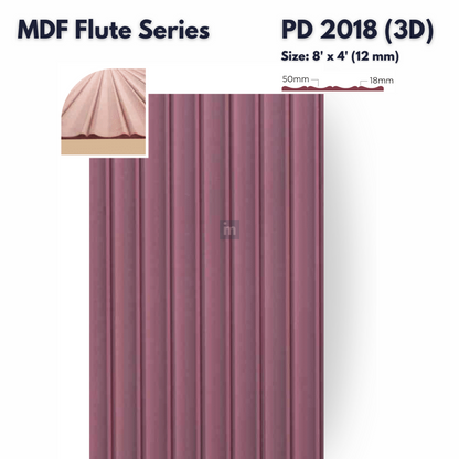 PD- 2018 ( 3D )  - 12 MM HDHMR FLUTED PANEL - 3D PANEL (8 FT X 4FT ) - MDF FLUTED SERIES