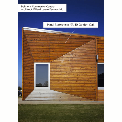 AW 10: GOLDEN OAK / ALUCLAD SIDING BOARDS / ACP BASED LOUVERS / 9 FT x 114 MM x 16 MM