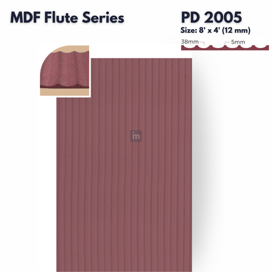 PD- 2005 - 12 MM HDHMR FLUTED PANEL - 3D PANEL (8 FT X 4FT ) - MDF FLUTED SERIES