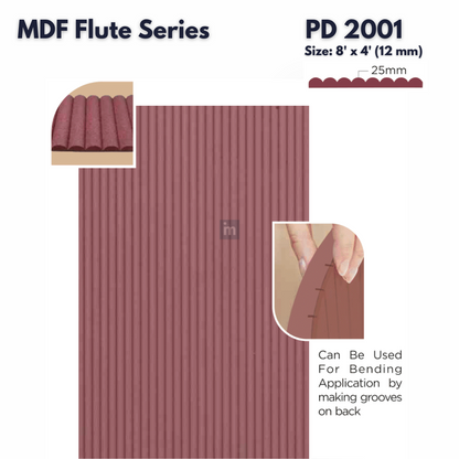 PD- 2001 - 12 MM HDHMR FLUTED PANEL - 3D PANEL (8 FT X 4FT ) - MDF FLUTED SERIES