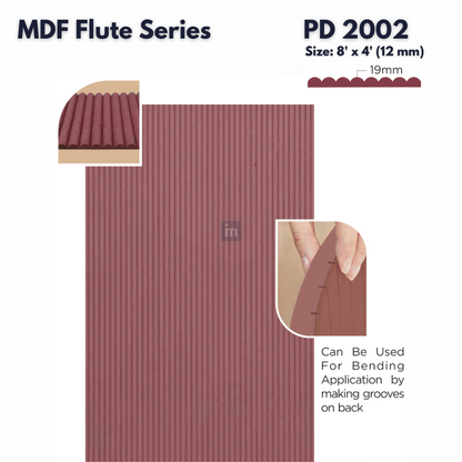 PD- 2002 - 12 MM HDHMR FLUTED PANEL - 3D PANEL (8 FT X 4FT ) - MDF FLUTED SERIES