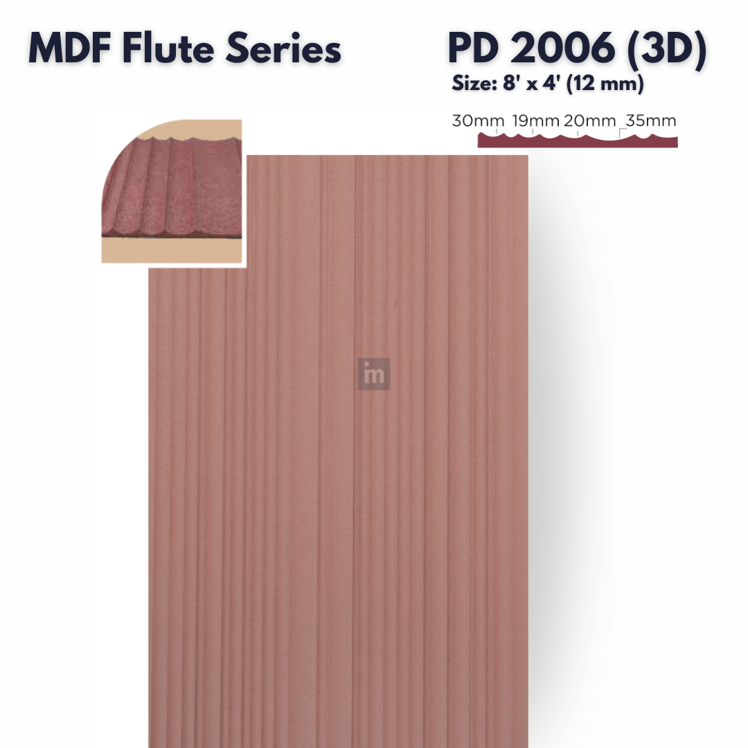 PD- 2006 - 12 MM HDHMR FLUTED PANEL - 3D PANEL (8 FT X 4FT ) - MDF FLUTED SERIES