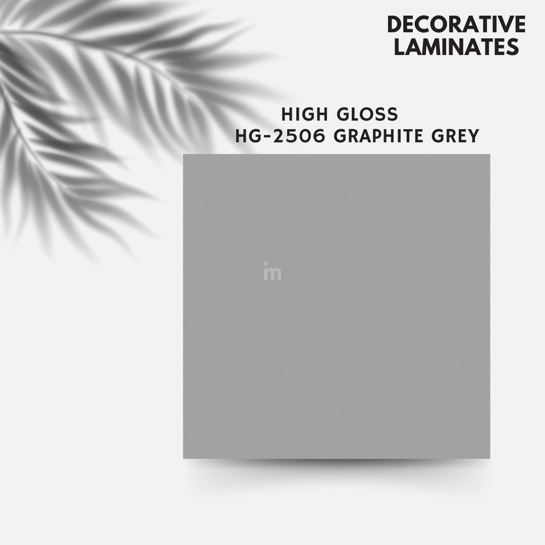 HG 2506 GRAPHITE GREY / EUROPEAN HIGH GLOSS / PLAIN COLOR / DECORATIVE LAMINATE / THINK LUXURY  - 1MM - 8FT x 4FT