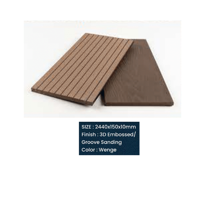 WPC Panel | 3D Embossed | Groove sanding | Colours: Teak, Walnut, Grey, Wenge | Size: 2440 x 150 x 10mm