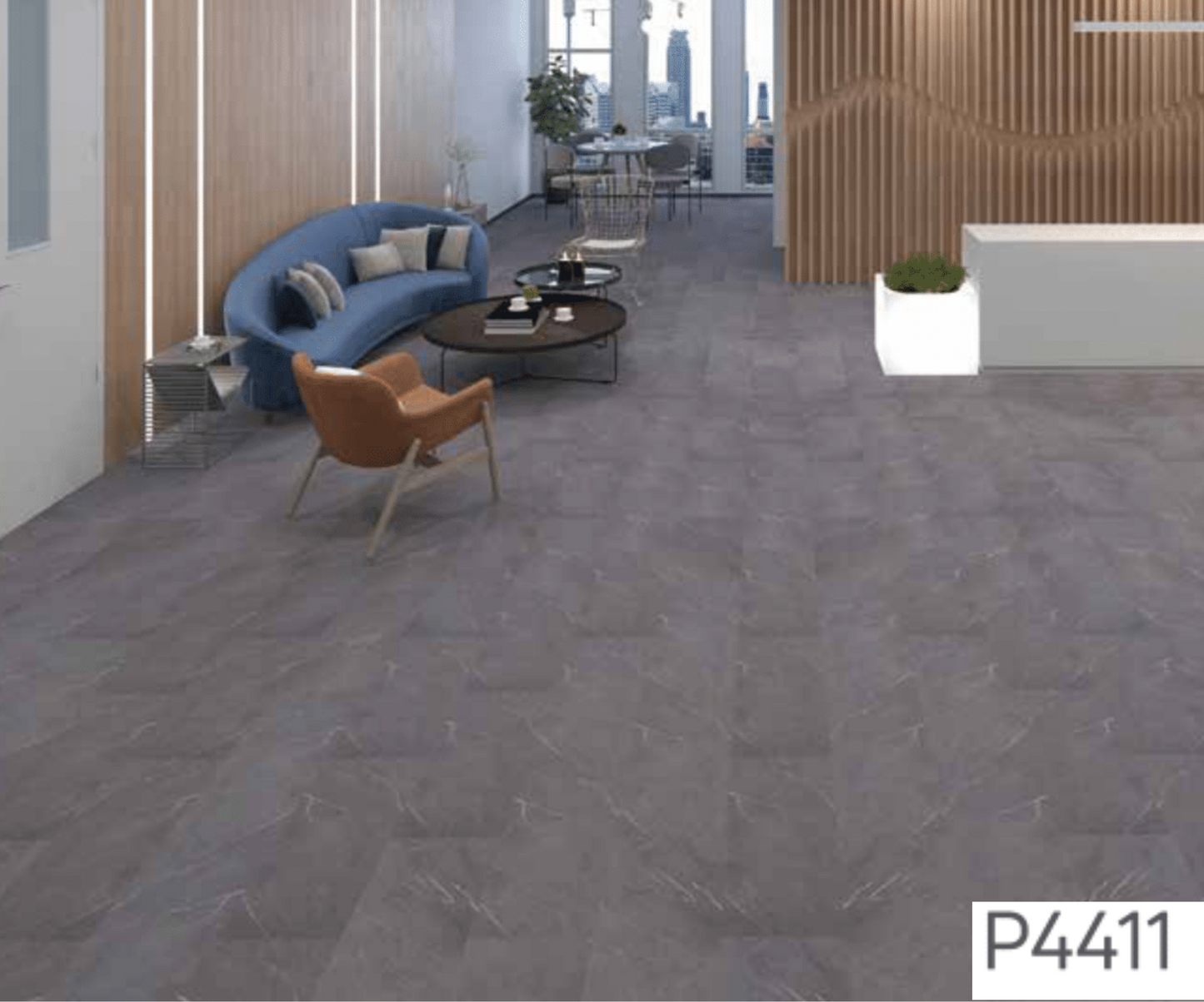 P 4411 - FLAT - SPC TILE FLOORING - 620MM X 310MM X 0.3/5 + 1MM  - STUPA - SPC COLLECTION - FLOORING