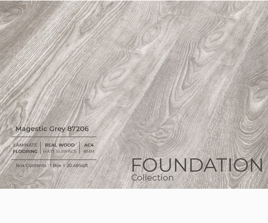 87206 - MAGESTIC GREY - AC4 8MM - REAL WOOD - MATT SURFACE - LAMINATE FLOORING