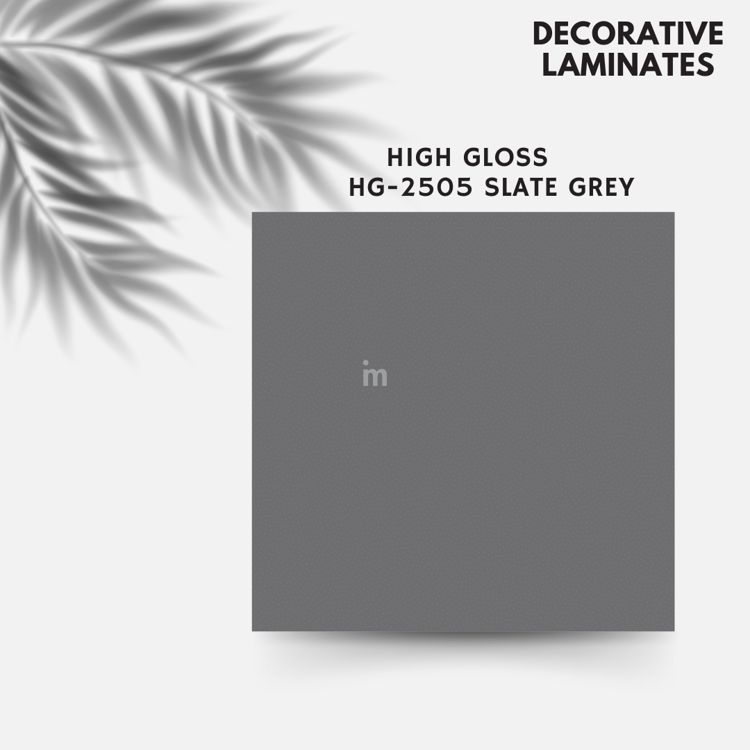 HG 2505 SLATE GREY / EUROPEAN HIGH GLOSS / PLAIN COLOR / DECORATIVE LAMINATE / THINK LUXURY  - 1MM - 8FT x 4FT