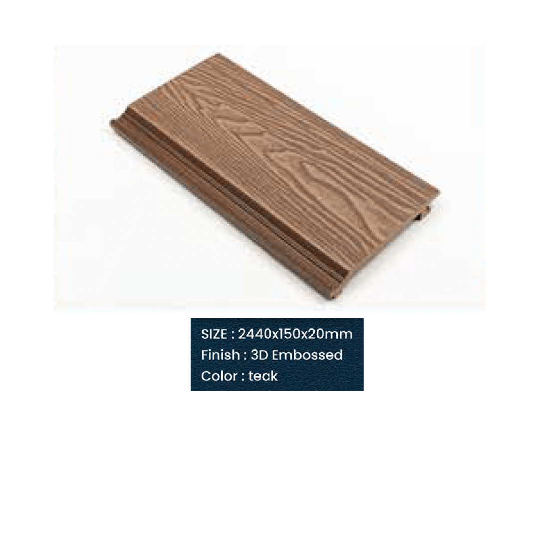 WPC Wall Cladding 3D Embossed | Colours: Teak, Walnut, Grey, Wenge | Size: 2440 x 150 x 200mm