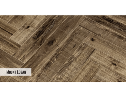 MOUNT LOGAN - AC4 600MM X 90MM X 12 + 2MM - V GROOVE FLOORING - ELITE HERRINGBONE COLLECTION - FLOORING