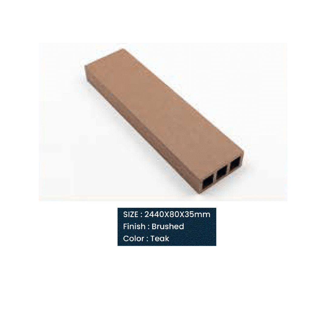 WPC Exterior Profile Rectangle | Colours: Teak, Walnut, Grey, Wenge | Size: 2440 x 80 x 35mm