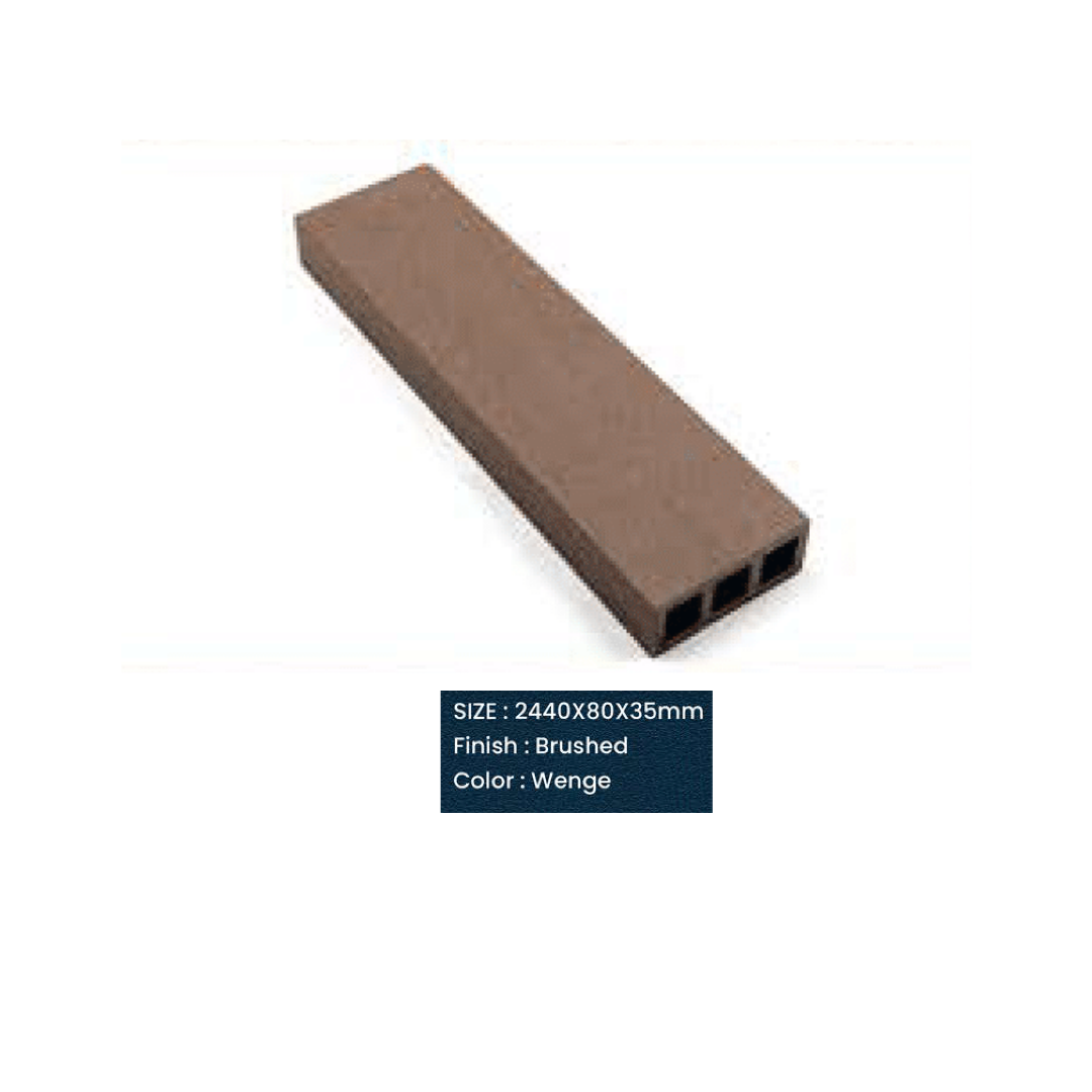 WPC Exterior Profile Rectangle | Colours: Teak, Walnut, Grey, Wenge | Size: 2440 x 80 x 35mm