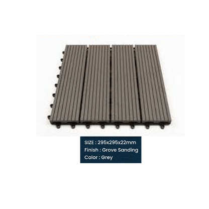 WPC Groove Sanding Floor Tiles | Colours: Teak, Walnut, Grey, Wenge | Size: 295 x 295 x 22mm