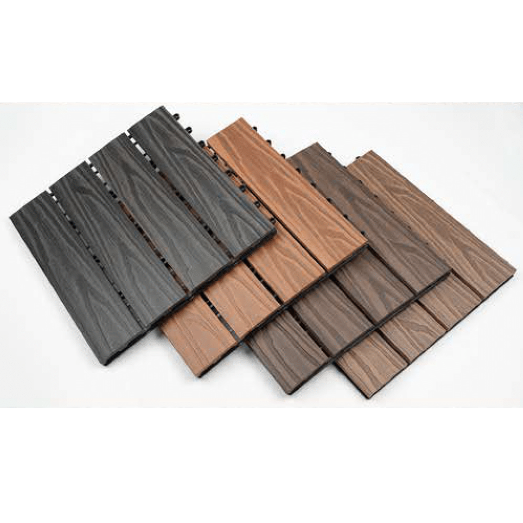 WPC Deep Embossed Floor Tiles | Colours: Teak, Walnut, Grey, Wenge | Size: 295 x 295 x 22mm