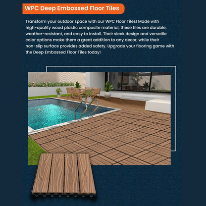 WPC Deep Embossed Floor Tiles | Colours: Teak, Walnut, Grey, Wenge | Size: 295 x 295 x 22mm