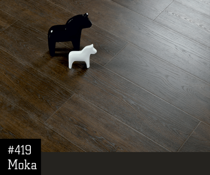 419 - MOKA - AC5 1215MM X 240MM X 12MM -  RUSTIC ROYAL OAK COLLECTION - LAMINATE FLOORING