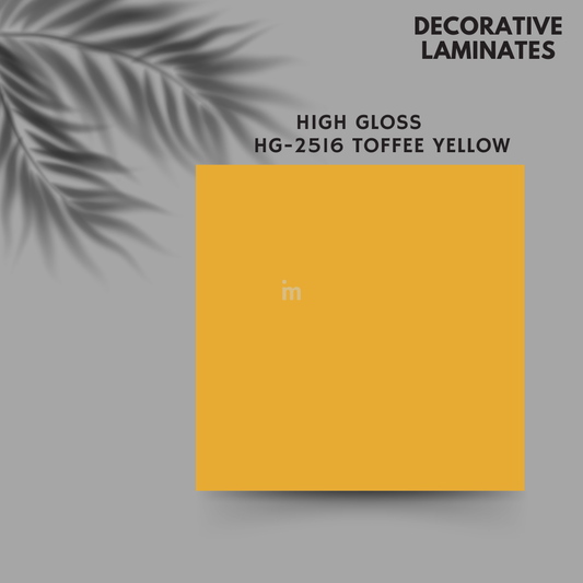 HG 2516 TOFFEE YELLOW / EUROPEAN HIGH GLOSS / PLAIN COLOR / DECORATIVE LAMINATE / THINK LUXURY  - 1MM - 8FT x 4FT