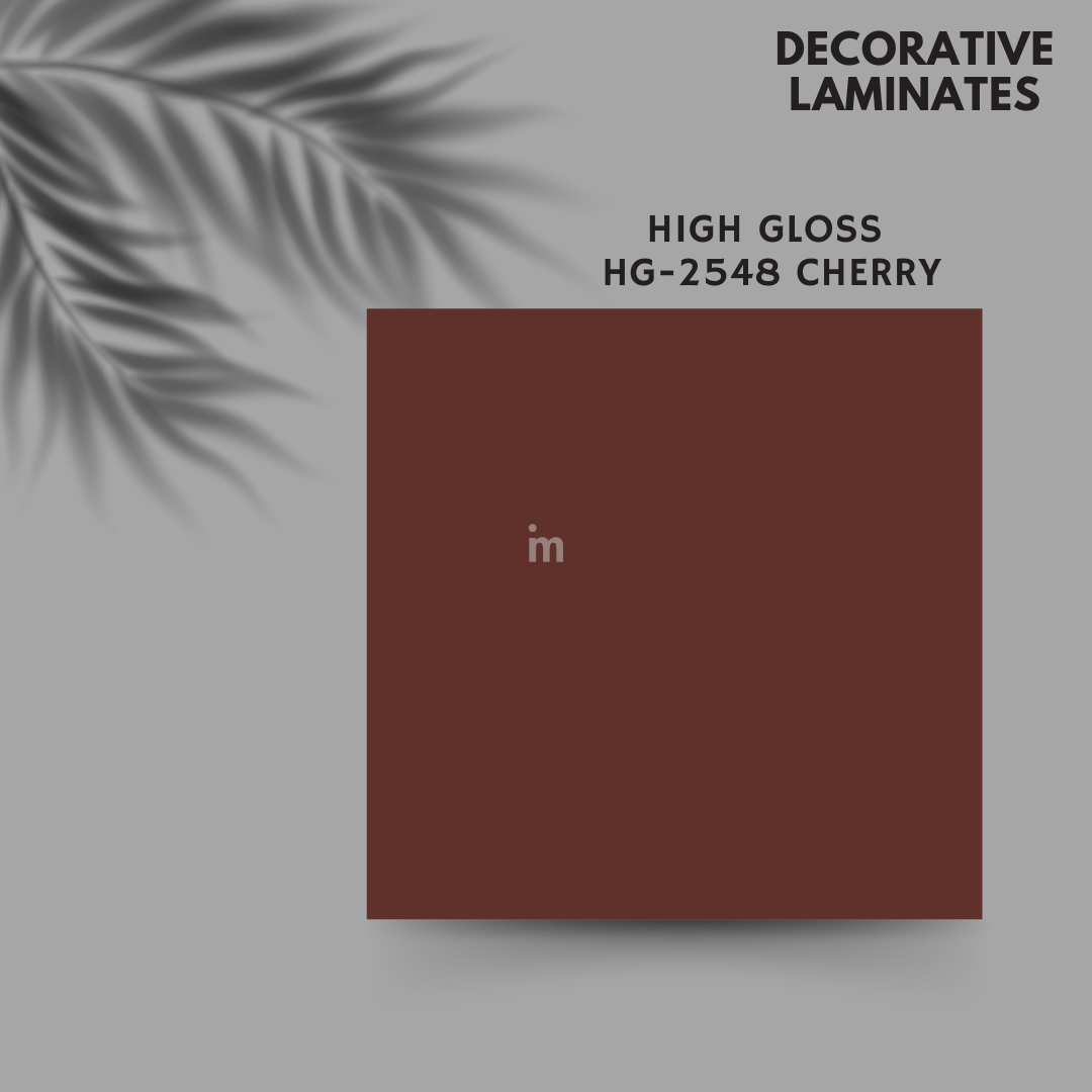 HG 2548 CHERRY / EUROPEAN HIGH GLOSS / PLAIN COLOR / DECORATIVE LAMINATE / THINK LUXURY  - 1MM - 8FT x 4FT