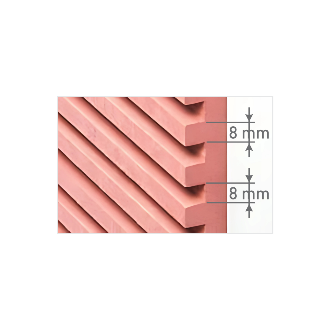 6406 / 16.5MM THICKNESS / 8'x4' SIZE / 28 KG WEIGHT / HMR PINK MDF / MDF FLUTED PANEL / GLO PANEL