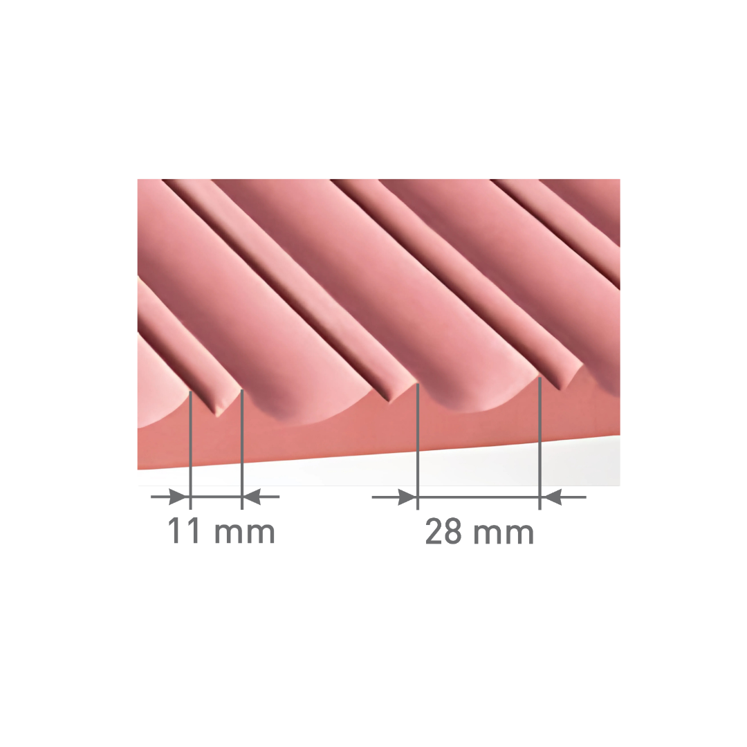 6409 / 16.5MM THICKNESS / 8'x4' SIZE / 28 KG WEIGHT / HMR PINK MDF / MDF FLUTED PANEL / GLO PANEL