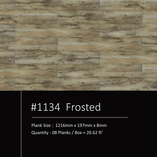 1134 - FROSTED - AC5 1216MM X 197MM X 8MM - ROBUST COLLECTION - LAMINATE WOODEN  FLOORING