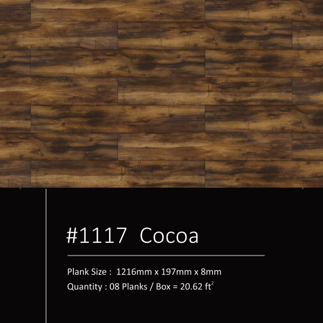 1117 - COCA - AC5 1216MM X 197MM X 8MM - ROBUST COLLECTION - LAMINATE WOODEN  FLOORING