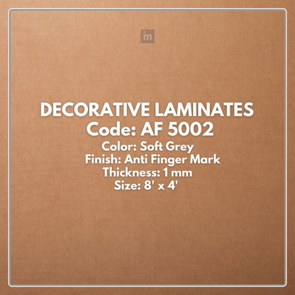 AF 5002 SOFT GREY / ANTI FINGER MARKS / DECORATIVE LAMINATE / THINK LUXURY  - 1MM - 8FT x 4FT