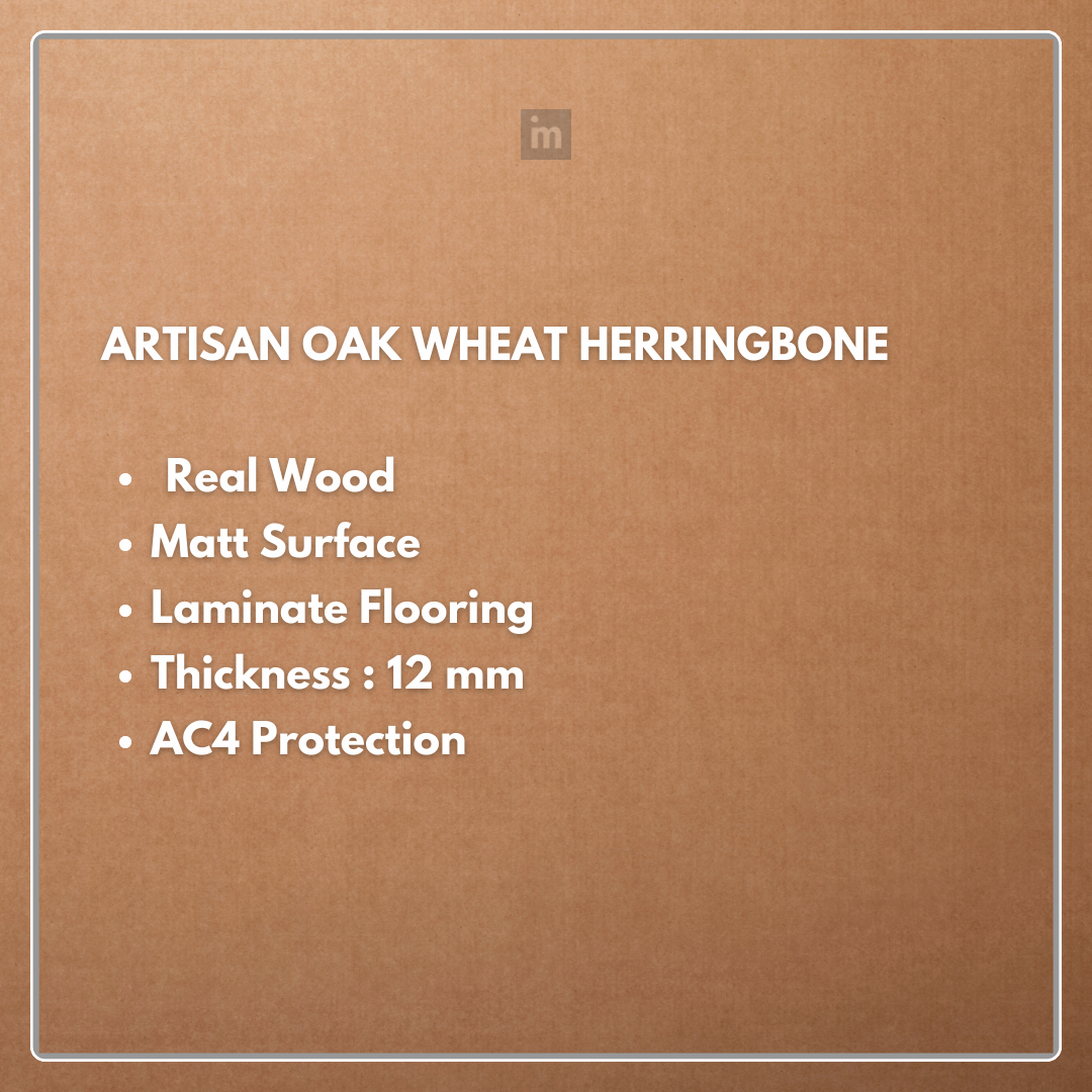 ARTISAN OAK - AC4  12MM - HERRINGBONE COLLECTION - REAL WOOD - MATT SURFACE - LAMINATE FLOORING