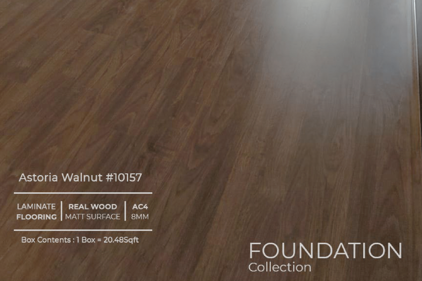 10157 - ASTORIA WALNUT - AC4 8MM - REAL WOOD - MATT SURFACE - LAMINATE FLOORING