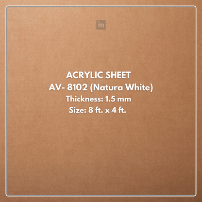 AV - 8102 - NATURA WHITE - BLANC - 2440MM X 1220MM (8FT X 4FT) - 1.5MM - 6H ANTI SCRATCH ACRYLIC SHEET
