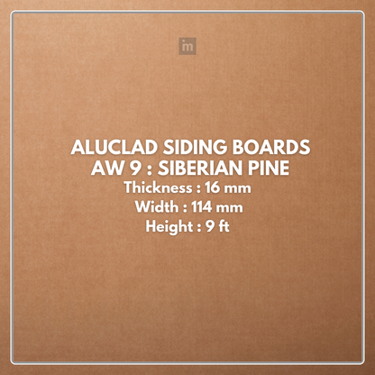 AW 9: SIBERIAN PINE / ALUCLAD SIDING BOARDS / ACP BASED LOUVERS / 9 FT x 114 MM x 16 MM