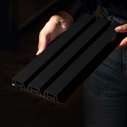 AX 8: SUPER BLACK / ALUCLAD LOUVERS / ACP BASED LOUVERS / 9 FT x 135 MM x 20 MM