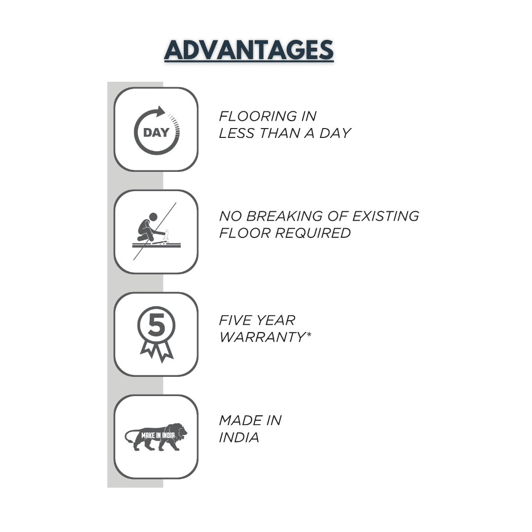 AC: HF000841 - ICED OAK  - WOOD - EDEN COLLECTION -  CLICK N LOCK TILES - WELSPUN FLOORING