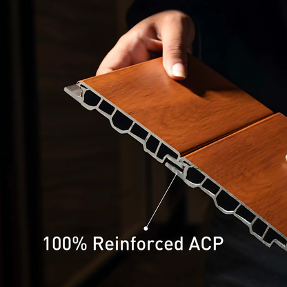 AW 10: GOLDEN OAK / ALUCLAD SIDING BOARDS / ACP BASED LOUVERS / 9 FT x 114 MM x 16 MM