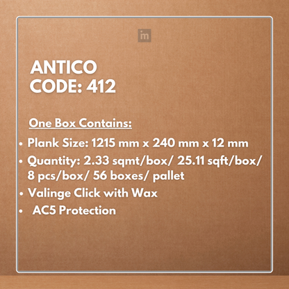 412 - ANTICO - AC5 1215MM X 240MM X 12MM -  RUSTIC ROYAL OAK COLLECTION - LAMINATE FLOORING