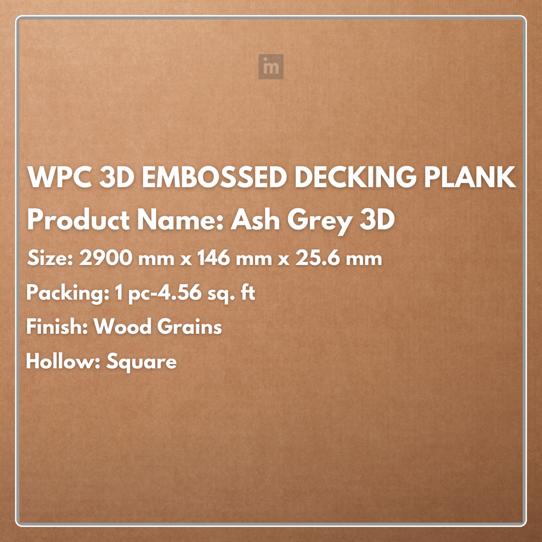 ASH GREY 3D - WPC 3D EMBOSSED DECKING PLANK - FLOORWALK  - LAMINATE FLOORING