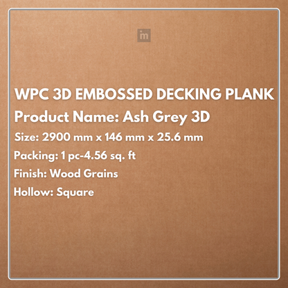 ASH GREY 3D - WPC 3D EMBOSSED DECKING PLANK - FLOORWALK  - LAMINATE FLOORING