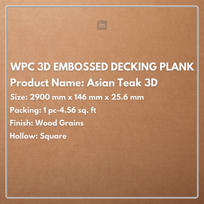 ASIAN TEAK 3D - WPC 3D EMBOSSED DECKING PLANK - FLOORWALK  - LAMINATE FLOORING
