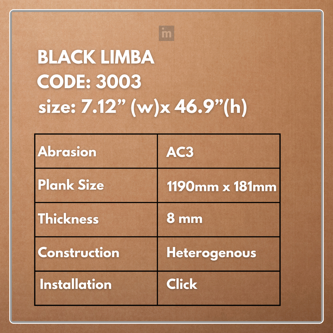 LM 3003 - BLACK LIMBA - AC3 08MM X 1190MM X 181MM  - EXCELAM - PRIME FLOORS  - HDF LAMINATE FLOORING