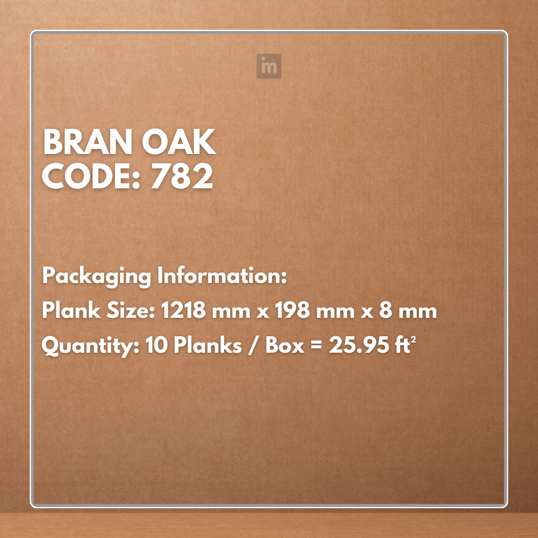 782 - BRAN OAK - AC4 1218MM X 198MM X 8MM - MAJESTIC - LAMINATE WOODEN  FLOORING