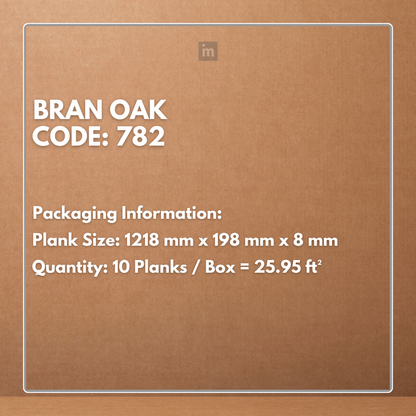 782 - BRAN OAK - AC4 1218MM X 198MM X 8MM - MAJESTIC - LAMINATE WOODEN  FLOORING
