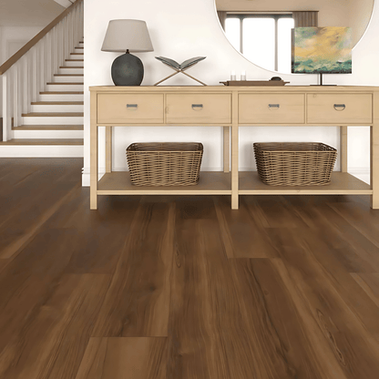 AC: HF001134 - BROWN ELM - WOOD - BLISS COLLECTION - 8.86INCH X 48.03INCH X 4MM - CLICK N LOCK TILES - WELSPUN FLOORING