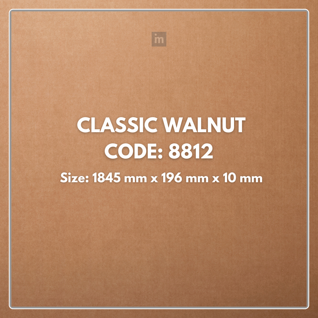 8812 - CLASSIC WALNUT  - 1845MM X 196MM X 10MM - IMMENSO - WOOD FLOORS - HYBRID LAMINATE FLOORING