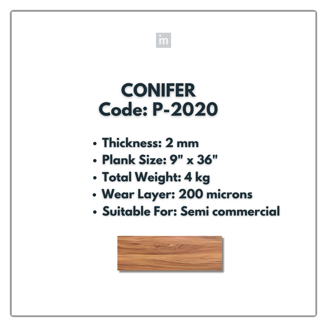 P - 2020 - CONIFER - 9" X 36" X 2MM - PVC FLOORING - VINYL  PLANKS &  TILES -  SOLUTIA - FLOORING
