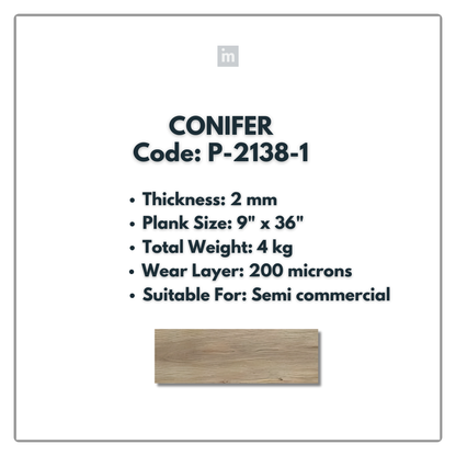 P - 2138-1 - CONIFER - 9" X 36" X 2MM - PVC FLOORING - VINYL  PLANKS &  TILES -  SOLUTIA - FLOORING