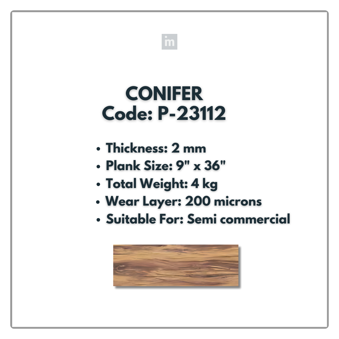 P - 23112 - CONIFER - 9" X 36" X 2MM - PVC FLOORING - VINYL  PLANKS &  TILES -  SOLUTIA - FLOORING