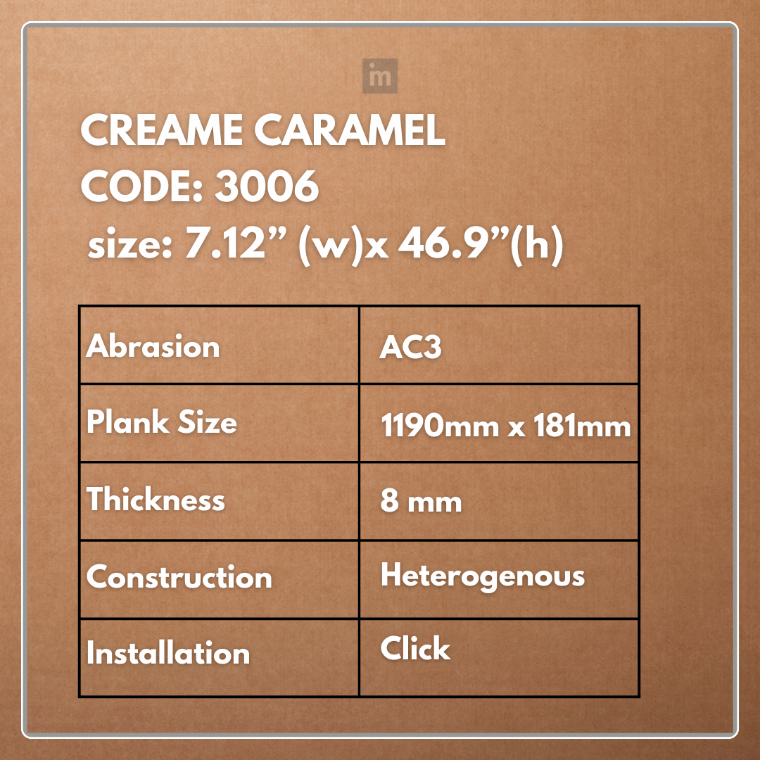 LM 3006 - CREAME CARAMEL - AC3 08MM X 1190MM X 181MM  - EXCELAM - PRIME FLOORS  - HDF LAMINATE FLOORING