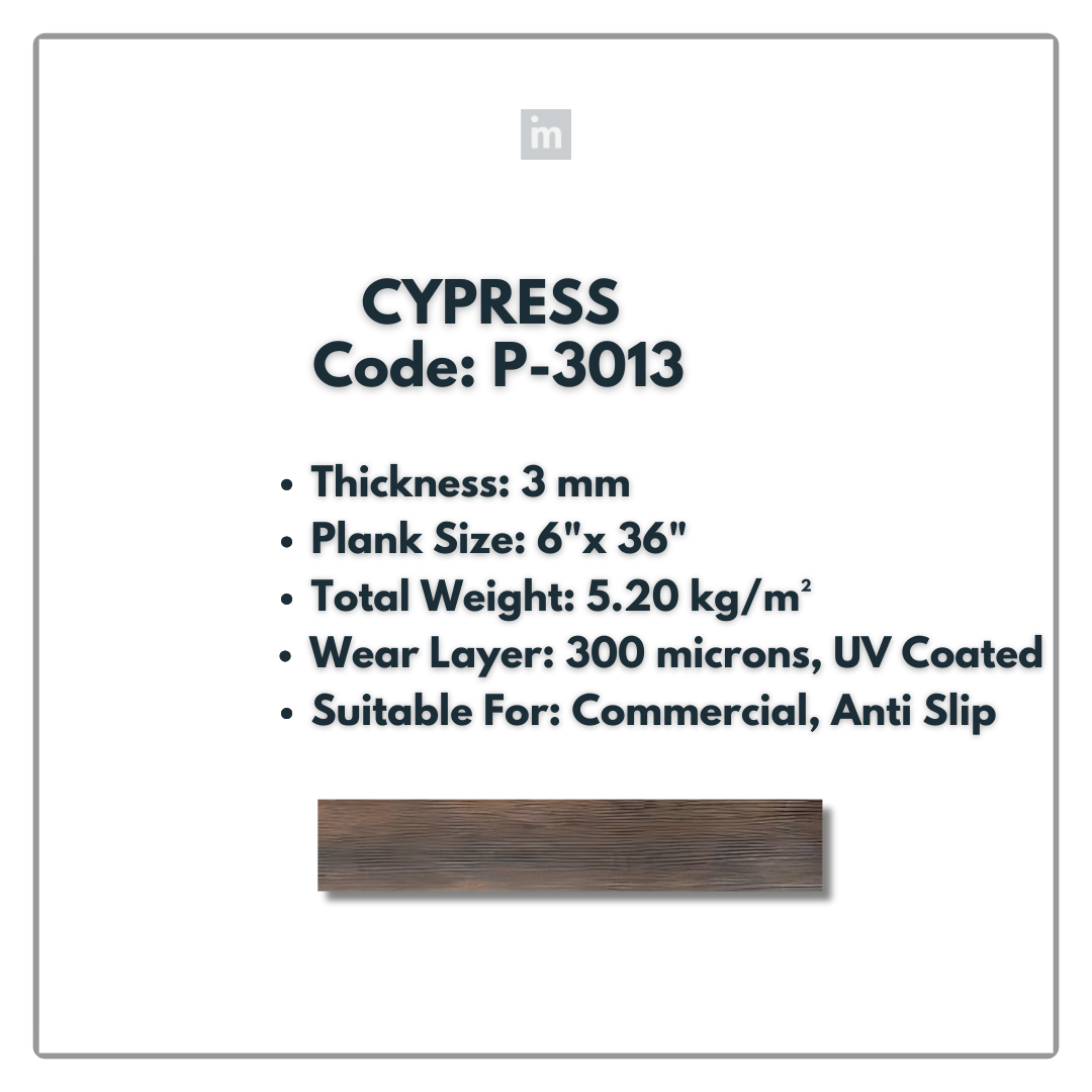 P - 3013 - CYPRESS - 6" X 36" X 3MM - PVC FLOORING - VINYL  PLANKS &  TILES -  SOLUTIA - FLOORING