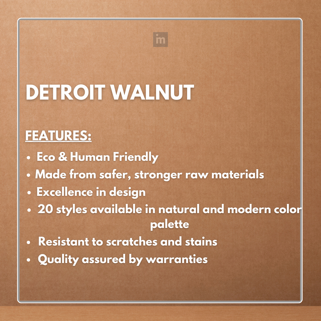 DETROIT WALNUT - 152.4MM X 914.4MM X 1.5MM  - WOOD VINYL  PLANKS - THE DIVINE COLLECTION - FLOORING