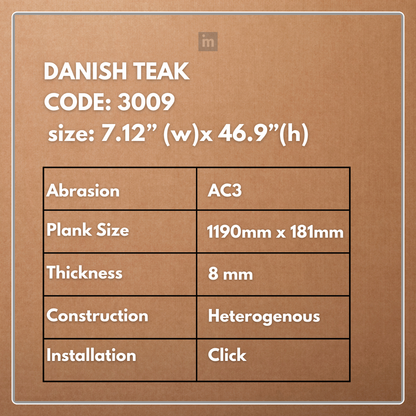 LM 3009 - DANISH TEAK - AC3 08MM X 1190MM X 181MM - EXCELAM - PRIME FLOORS  - HDF LAMINATE FLOORING